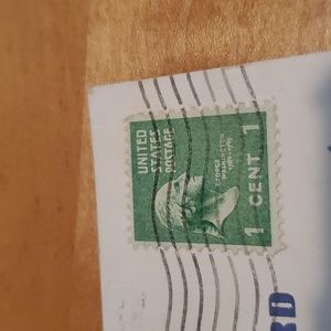 Post Card NJ & 1 Cent Stamp 1789-1797  George Washington